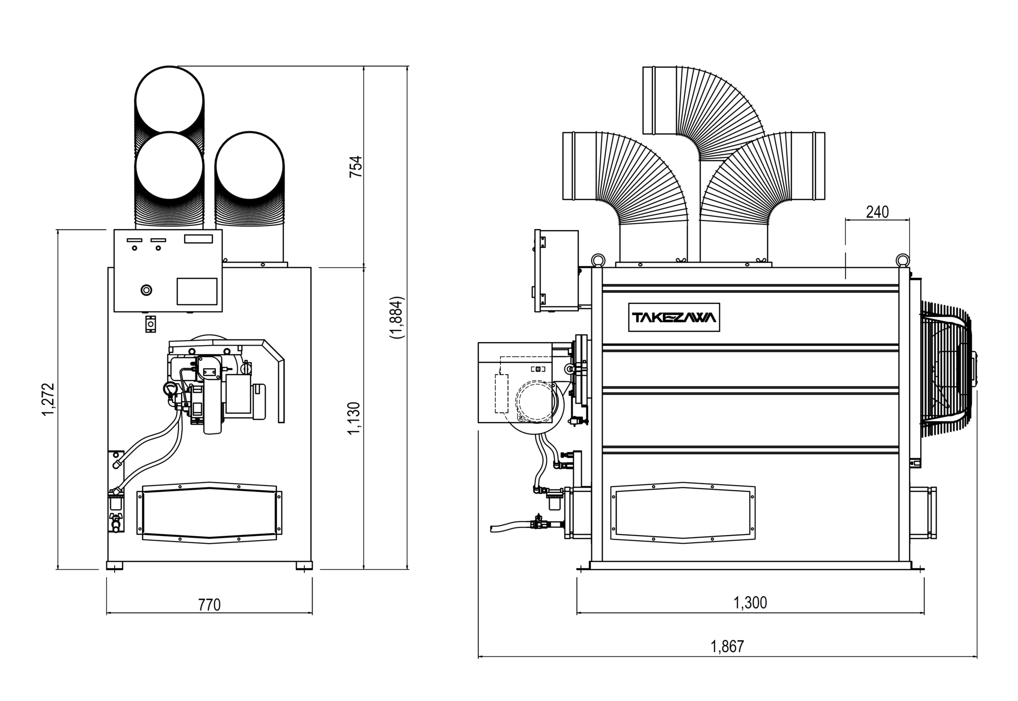 FOH-1520S-PW 外形図（画像）